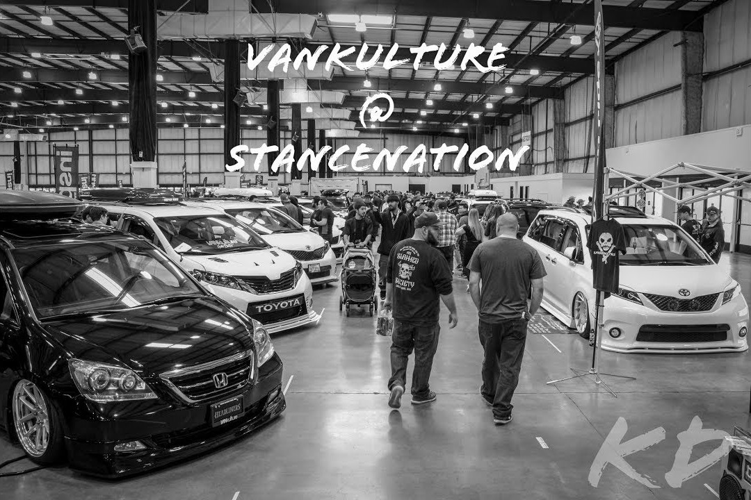 VanKulture vans lined up at Stancenation NorCal, shot in black and white